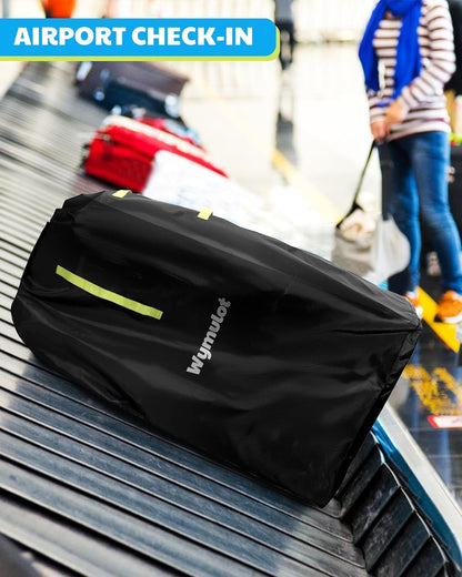 Large Stroller Bag for Airplane, Waterproof Stroller Travel Bag, Gate Check Stroller Bag for Single/Double Stroller Travel Bag with Handle and Drawstring Closure Stroller Cover (Black)
