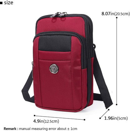 Senient Wolf Waterproof Nylon Multifunctional Phone Bag Small One Shoulder Crossbody Bag Waist Bag Wallet Travel Passport Bag