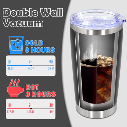 20oz Tumbler Stainless Steel Tumbler Cup with Lid Vacuum Insulated Double Wall Travel Mug, Durable Powder Coated Travel Coffee Tumbler Mug for Hot & Cold Drinks, Black,1 Pack