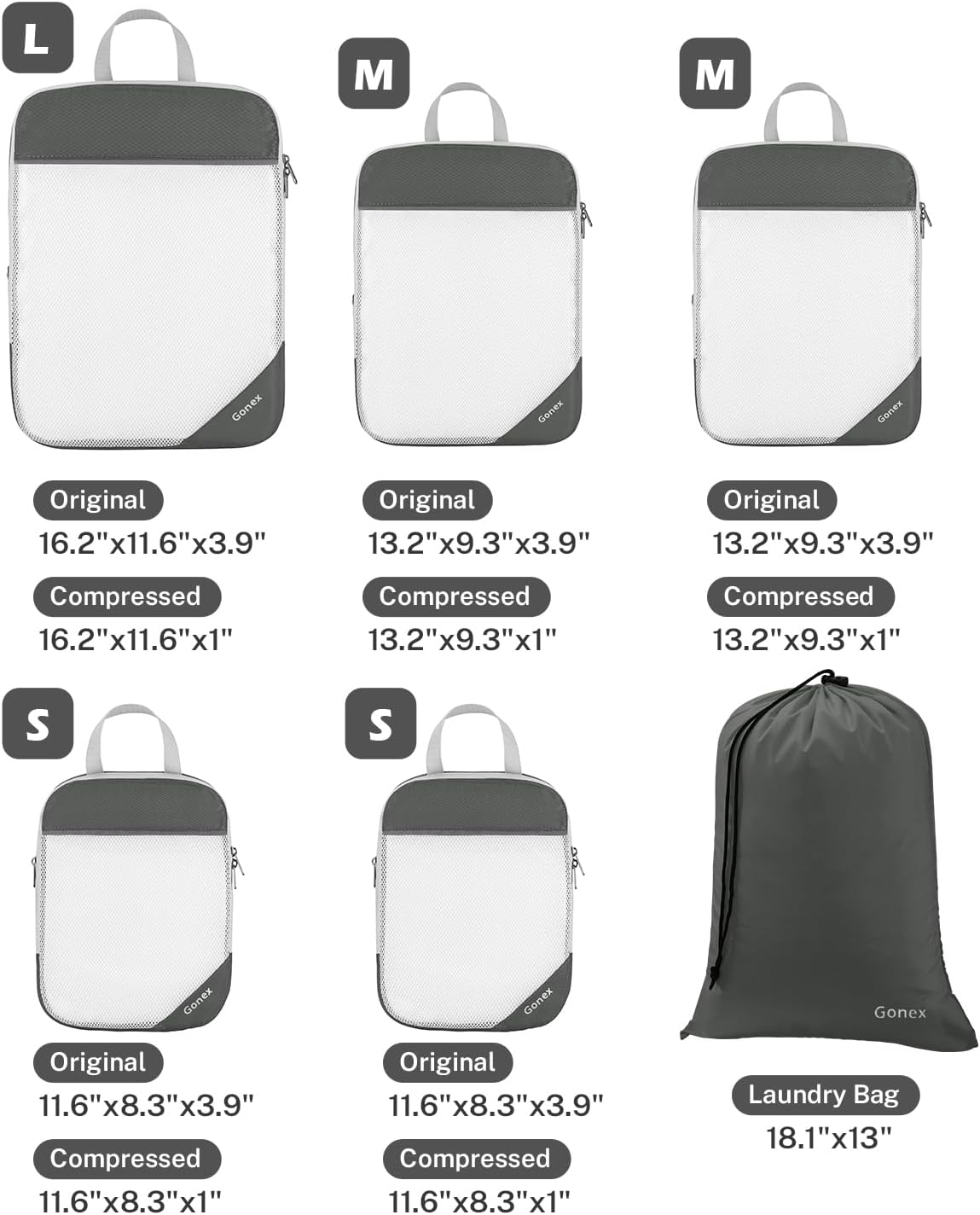 Compression Packing Cubes, Gonex Extensible Storage Mesh Bags Organizers