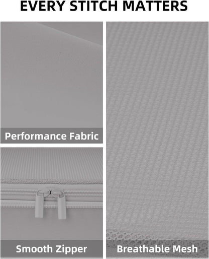 6 Set Compression Packing Cubes for Travel, Large Medium Small Luggage Organizers, Storage Bags for Clothes (6 Pack, Silver Gray)