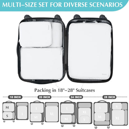 Gonex Compression Packing Cubes, 3pcs/4pcs Expandable Storage Travel Luggage Bags Organizers