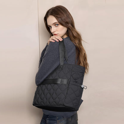TOPEAST Tote Bag for Women, Large Puffer Tote Bag with Zipper, Lightweight Work Bags for Women, Quilted Bags for Nurse Travel