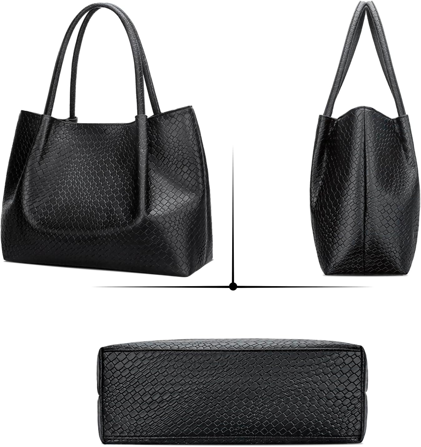 KKXIU Tote Bag for Women Vegan Leather Shoulder Purse Large Capacity Travel Bag