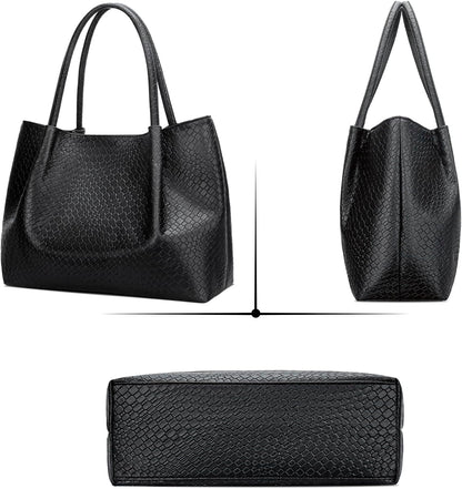 KKXIU Tote Bag for Women Vegan Leather Shoulder Purse Large Capacity Travel Bag