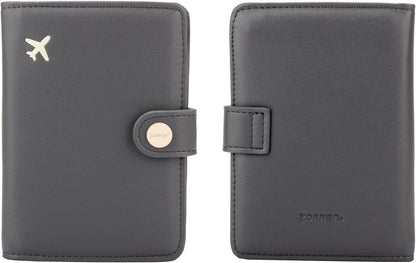 ZOPPEN Passport Holder Women, Passport Cover Travel Wallet Rfid Blocking Passport Wallet Cover Case Travel Essentials Document Organizer, Dark Grey