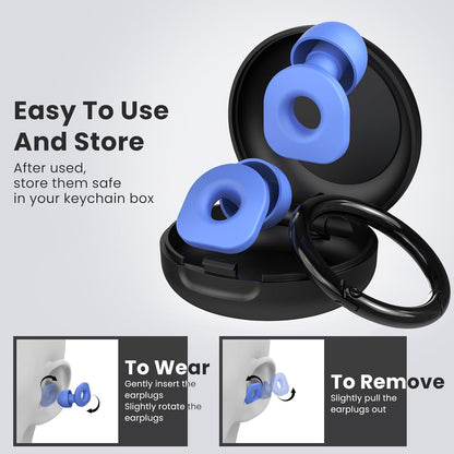 2 Pairs of Earplugs for Sleeping,Reusable Hearing Protection Earplugs with 8 Pairs Ear Tips & One Connector Cord,Soft Earplugs for Noise Reduction,Concert,Musician & Work - 25dB-30dB, Blue