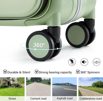 Hanke Top Opening 24 Inch Luggage with Spinner Wheels, Aluminum Frame All-PC Hard Shell Medium Suitcase, Zipperless Trunk Wide Handle Luggage, TSA Checked-Medium(Bamboo Green, 69L)