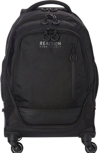 Kenneth Cole REACTION 17" Polyester Dual Compartment 4-Wheel Laptop Backpack, Black