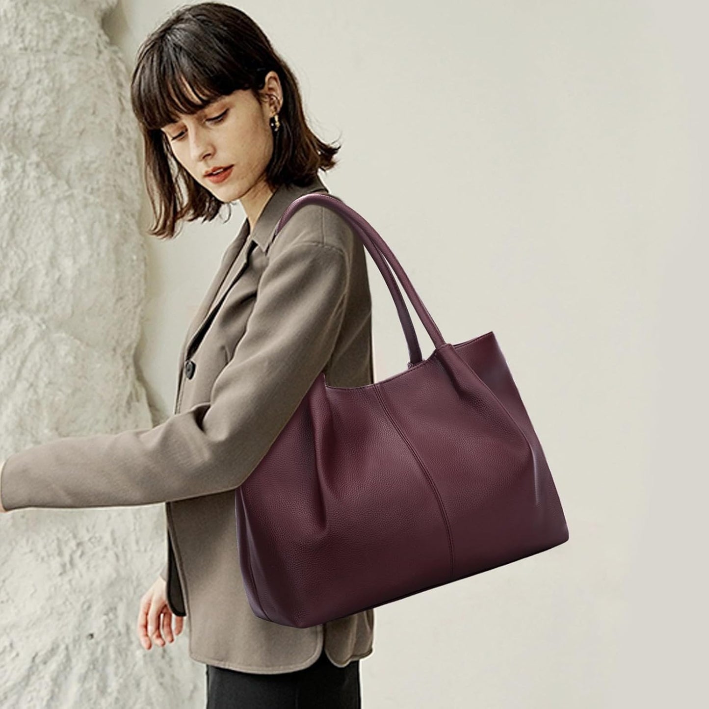 KKXIU Tote Bag for Women Vegan Leather Shoulder Purse Large Capacity Travel Bag