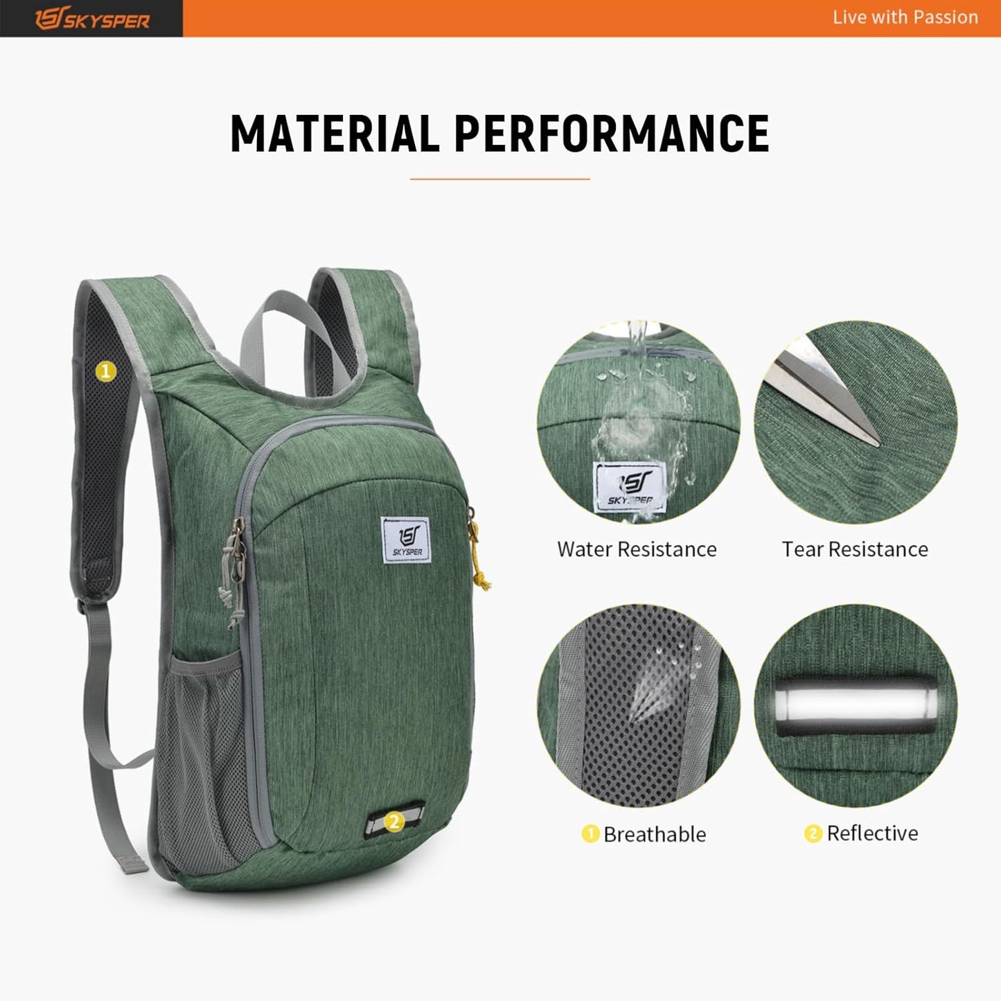 SKYSPER Small Daypack 10L/15L/20L Hiking Backpack Packable Lightweight Travel Day Pack for Women Men