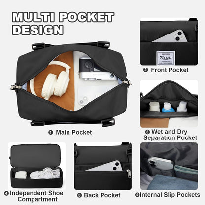 Travel Duffel Bag, Sports Tote Gym Bag, Shoulder Weekender Overnight Bag for Women