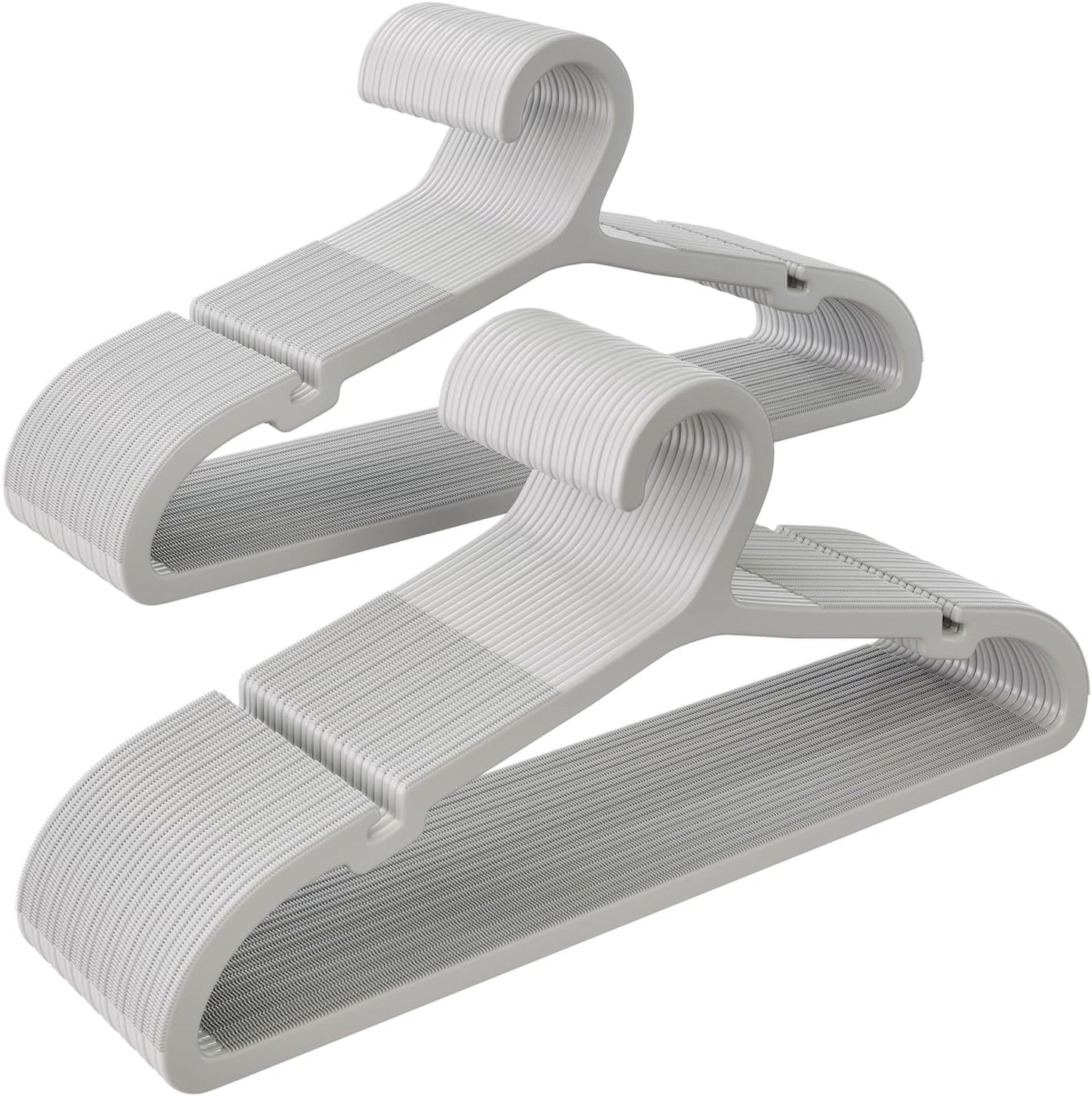 50 Pack Clothes Hangers, Non Slip Plastic Coat Hangers, Space Saving Hangers, Heavy Duty, Hanging Dry Wet Clothes, 16.4" x 8.3", Gray, APY0550G