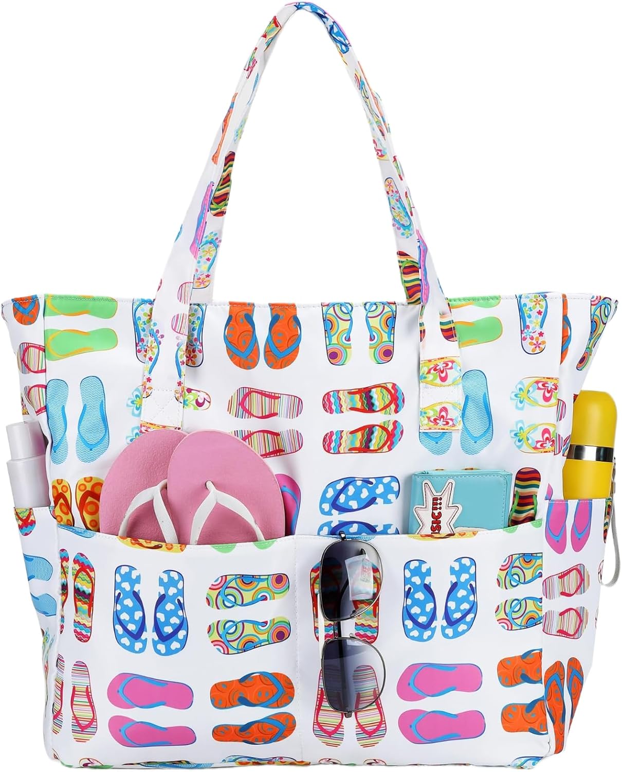 Waterproof Beach Tote Pool Bags for Women Ladies Extra Large Gym Tote Carry On Bag With Wet Compartment for Weekender Travel