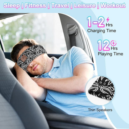 2-Pack Sleeping Headphones, Bluetooth 5.4 Headband Headphones, Wireless Bluetooth Headband for Yoga, Running, Workout, Travel, Sports, Unique Presents for Adult Teens - Black&Blue