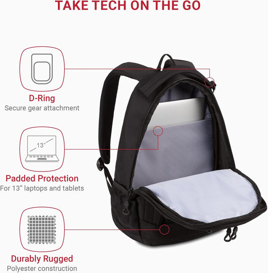 SwissGear 1186 Bungee Backpack, Black, 17-Inch