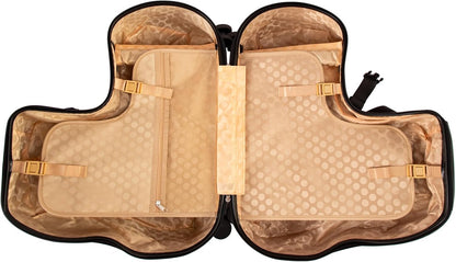 Kids Checked Ride on Luggage, 24 Inch Large Suitcase for Teens, Hardside Spinner Trunk with 360 Wheels, International Travel, Red car