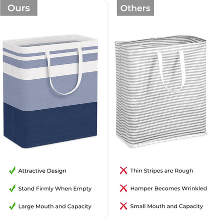 HomeHacks 2-Pack Large Laundry Basket, Waterproof, Freestanding Laundry Hamper, Collapsible Tall Clothes Hamper with Extended Handles for Clothes Toys in the Dorm and Family (Blue, 100L)