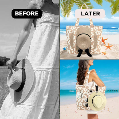 LEDAOU Beach Bags for Women, Beach Bags Waterproof Sandproof, Packable Beach Tote Bag with Zipper Travel Sports