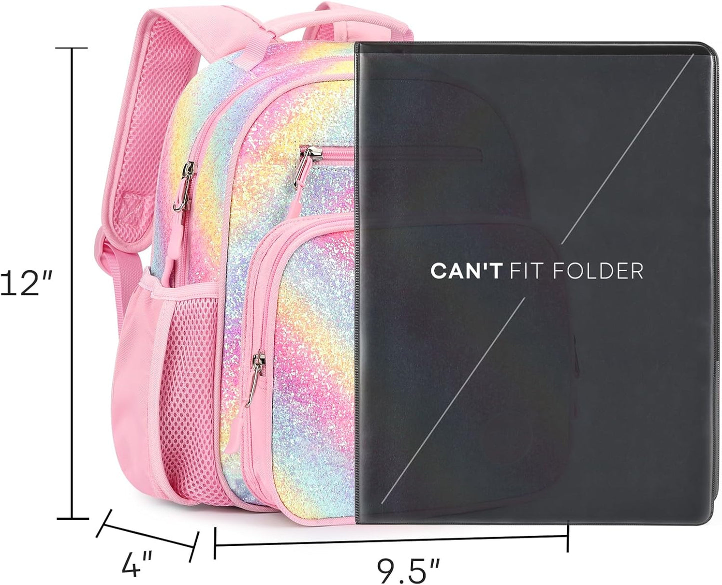 mibasies Toddler Backpack for Girls 2-4: Glitter Kids Backpacks for Girls - Preschool Kindergarten Backpack - Twill Pink