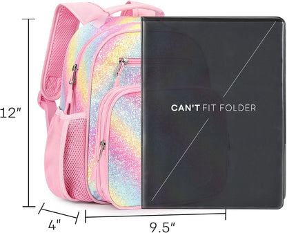 mibasies Toddler Backpack for Girls 2-4: Glitter Kids Backpacks for Girls - Preschool Kindergarten Backpack - Twill Pink