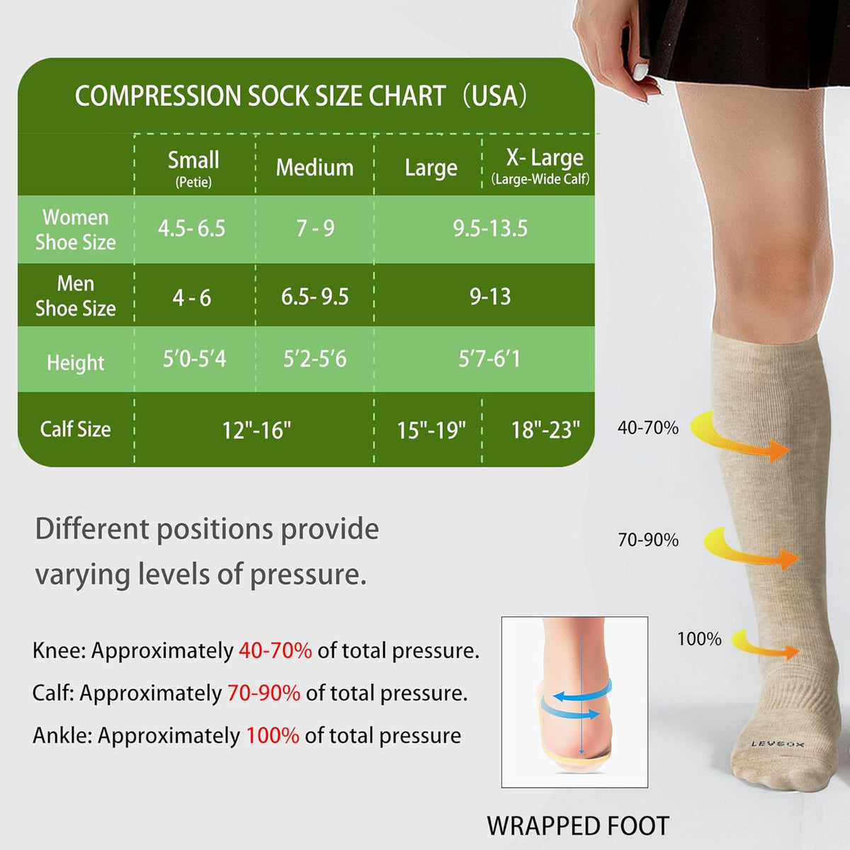 LEVSOX Viscose Made from Bamboo Compression Socks for Pregnant Women 20-30 mmHg Knee High Cute Mens Supports Socks for Travel
