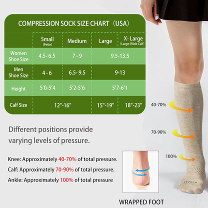 LEVSOX Viscose Made from Bamboo Compression Socks for Pregnant Women 20-30 mmHg Knee High Cute Mens Supports Socks for Travel