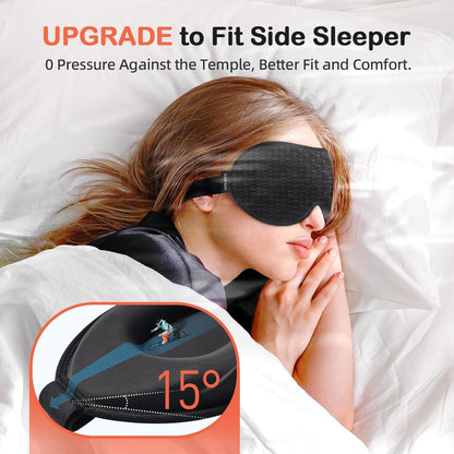 INNELO 3D Contoured Sleep Mask for Side Sleepers - 100% Light Blocking Sleeping Mask for Men & Women, Soft and No Pressure on Eyes - Airplane Blindfold, Night Eye Cover for Travel, Nap, Yoga, Black