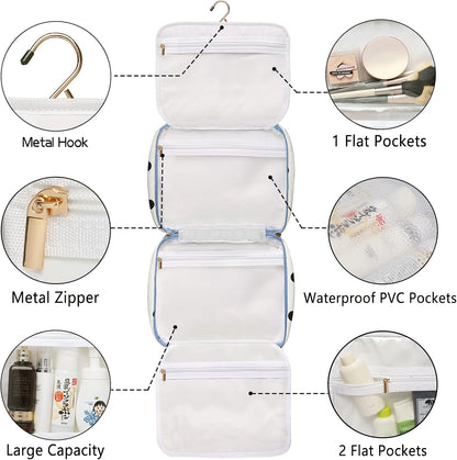 Hanging Travel Toiletry Bag,Large Capacity Cosmetic Travel Toiletry Organizer for Women with 4 Compartments & 1 Sturdy Hook,Perfect for Travel/Daily Use/Christmas