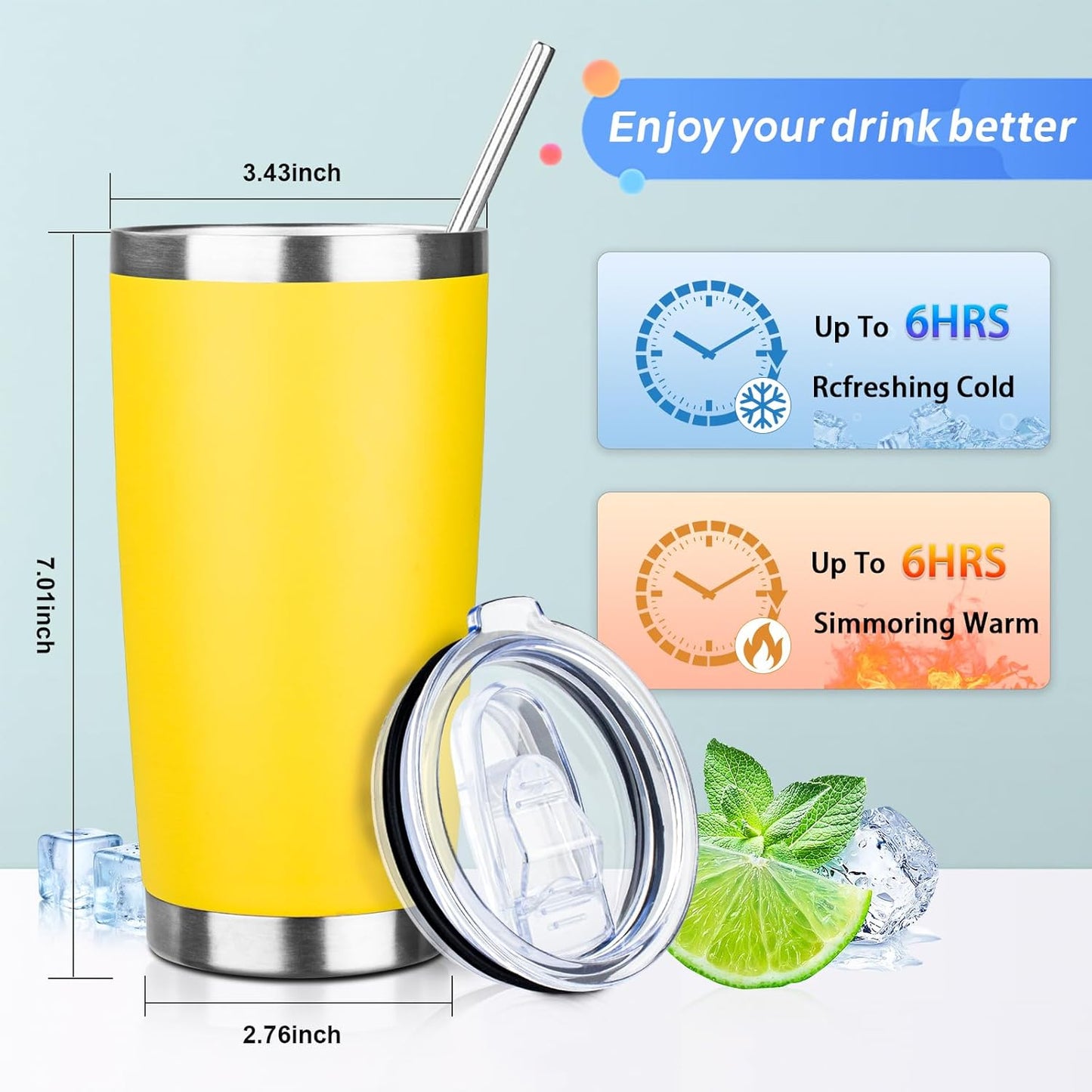 20oz Tumbler with Straw and Brush, Stainless Steel Vacuum Insulated tumbler, Double Wall Insulated Coffee Tumbler for Outdoor, Home, Travel,Office (Buff,1pcs)