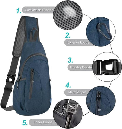 TITECOUGO Small Sling Bag, Lightweight Crossbody Backpack for Men Women, Shoulder Bag for Sports and Outdoor