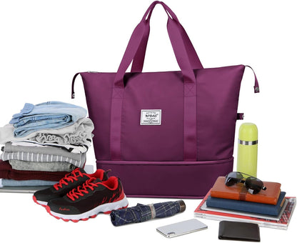 NPBAG Women Travel Duffel, Multi Functional Large Expandable Weekender Carry-on Tote, Gym Workout Overnight Bag, Mommy Hospital Bag for Labor and Delivery