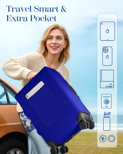 Slohif Luggage Cover for Suitcase Tsa Approved Protector - Luggage Sleeve Suit Case Cover Travel Stretch Large Baggage Case Protective Washable Fit 26-28 Inch Blue