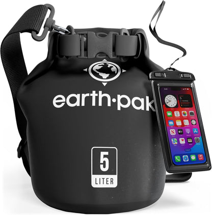 Earth Pak Waterproof Dry Bag - Roll Top Waterproof Backpack Sack Keeps Gear Dry for Kayak with Waterproof Phone Case