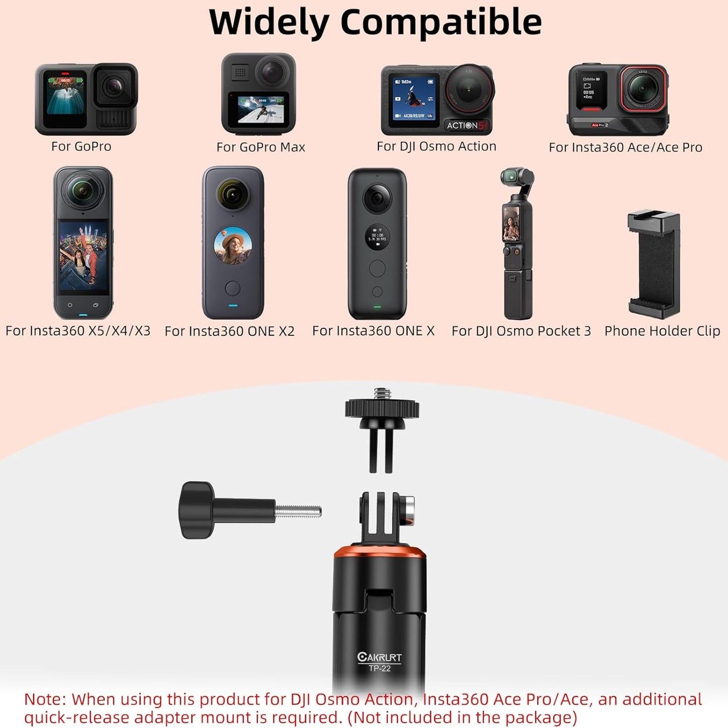 53.5" Portable Travel Selfie Stick Tripod for DJI Osmo Pocket 3, GoPro - Extendable Vlog Handle Stand for Go Pro Max, Hero 13/12/11/10/9, DJI Action 5 Pro/4, Insta360 X5 - Action Camera Accessories