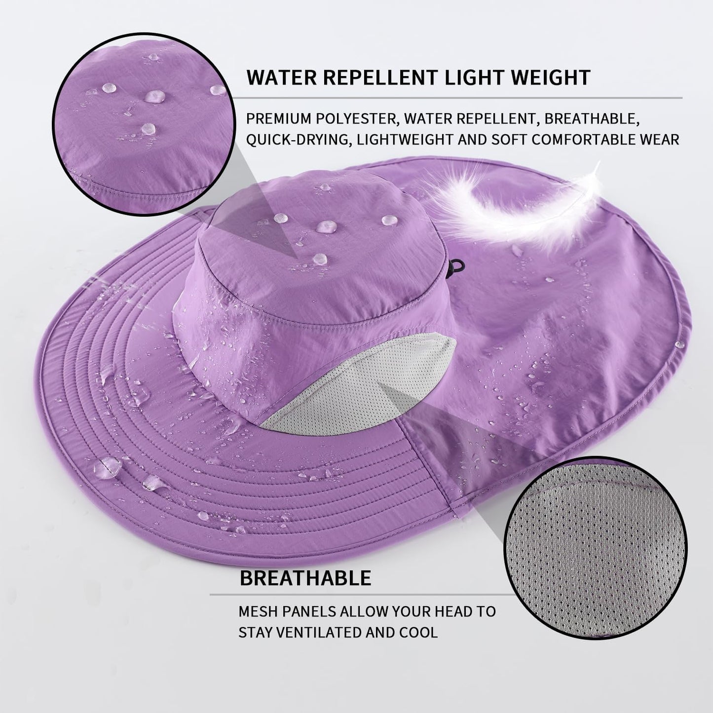 Home Prefer Outdoor UPF50+ Sun Hat Wide Brim Mesh Fishing Hat with Neck Flap