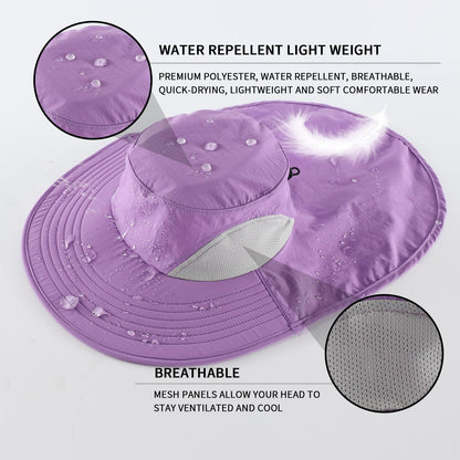 Home Prefer Outdoor UPF50+ Sun Hat Wide Brim Mesh Fishing Hat with Neck Flap