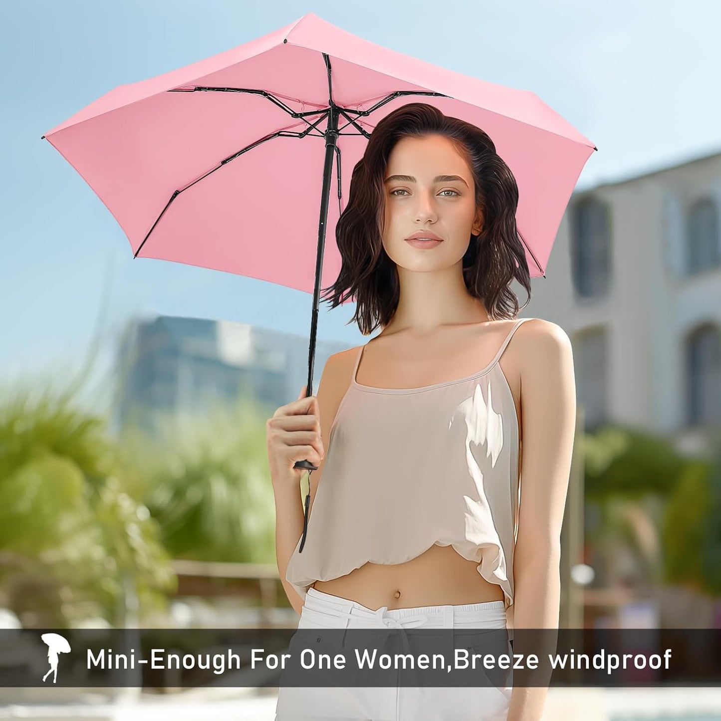 LEAGERA Mini Umbrella - Compact, Waterproof Travel Umbrella for Light Rain, Suitable for Women's Purse and Pocket