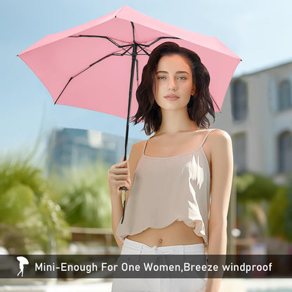 LEAGERA Mini Umbrella - Compact, Waterproof Travel Umbrella for Light Rain, Suitable for Women's Purse and Pocket