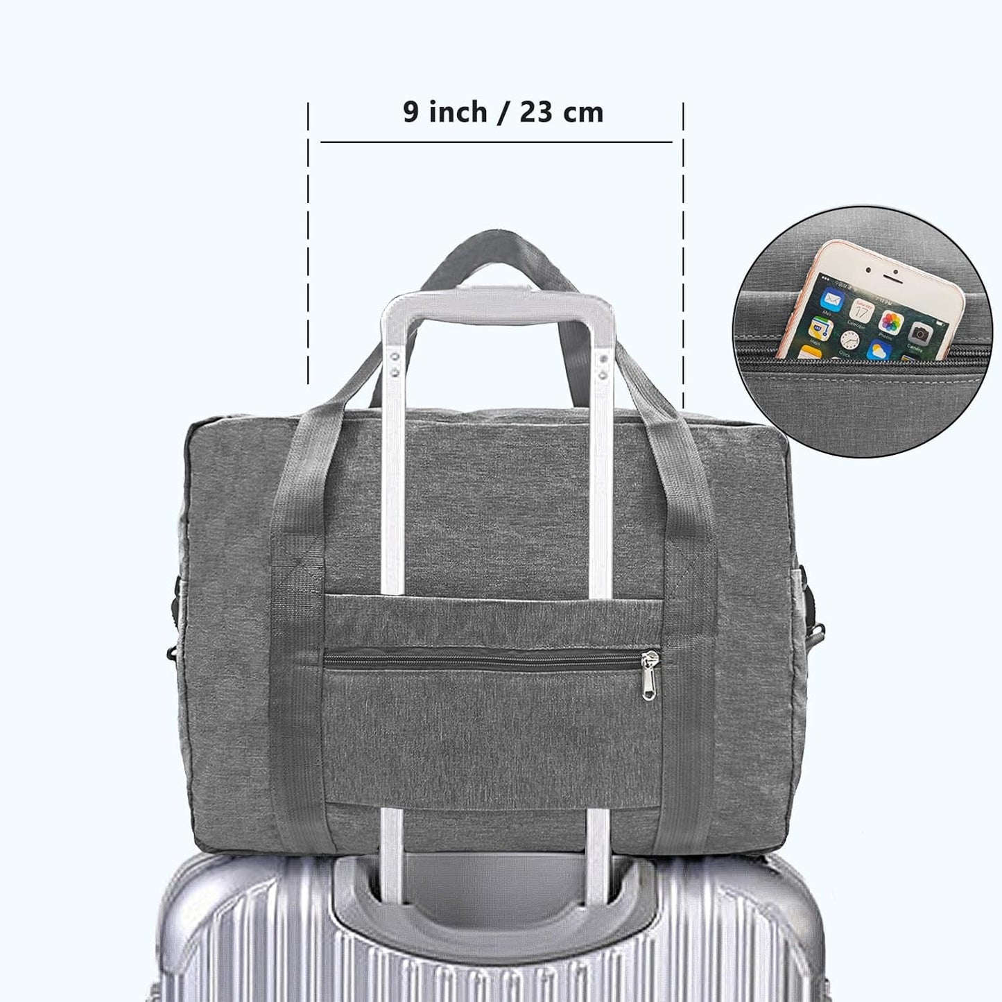 For Spirit Airlines Personal Item Bag 18x14x8 in Underseat Carry-on Luggage foldable Travel Duffle Bag for Airplanes(30L, Dark Grey)