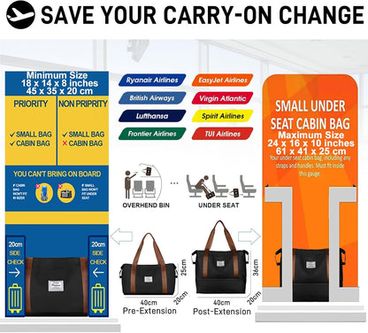 Travel Duffel Bag, Sports Tote Gym Bag, Shoulder Weekender Overnight Bag for Women