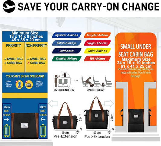 Travel Duffel Bag, Sports Tote Gym Bag, Shoulder Weekender Overnight Bag for Women