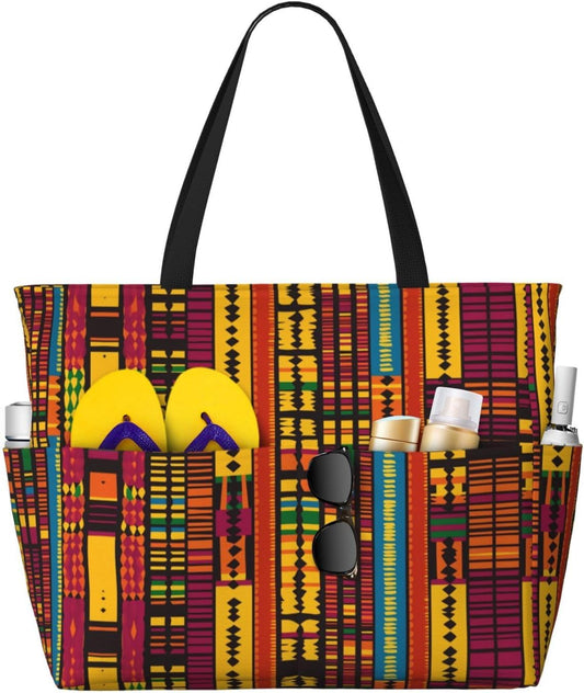 Beach Bag for Women Beach Tote Bag Waterproof Sandproof Large Bags with Zipper Big Capacity for Vacation Travel