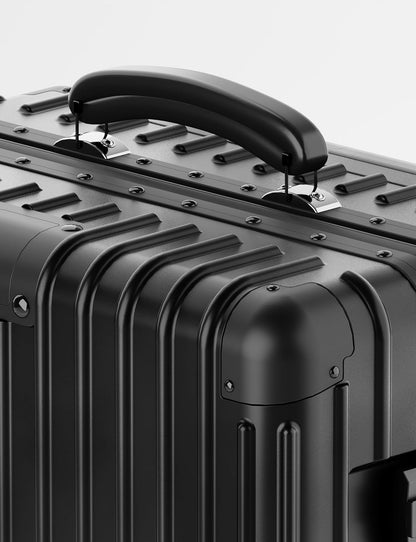 KARGO 20 Inch Carry-On Luggage - Polycarbonate Hard Shell Suitcase with Aluminum Corners, Smooth-Rolling Wheels, Leather Handle, Aluminum Frame Luggage, Zipperless TSA Lock (Black, 20 Inch Carry-On)