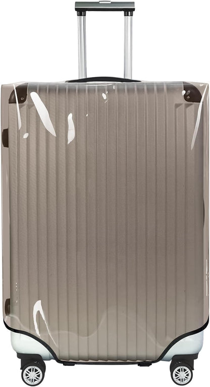Explore Land Clear Luggage Cover Tough Protector Fits for 27-29 Inches Suitcase for Travel Airplane (PVC Gray, L)