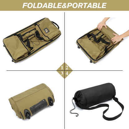 Laripwit Collapsible Duffle Bag with Wheels 130-170L Extra Large Expandable Travel Duffel Bag for Men Women Heavy Duty Military Duffle Bag for Camping Rolling Foldable Carry On Luggage, Brown