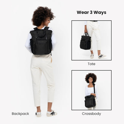 Sherpani Soleil, Anti Theft Convertible Backpack, 3 in 1 Tote Bag, Cross Body Purse, 18L Travel Backpack, Travel Gifts for Women, RFID Protection, Metal Hardware Fits 13” Laptop (Carbon)