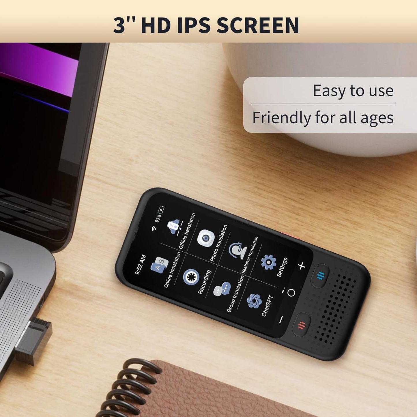 Language Translator Device, Upgraded ChatGpt AI Translator No WiFi Needed, 138 Languages Two Way Real-Time Voice Translation, Offline&Recording&Photo Translation for Travel Business Learning