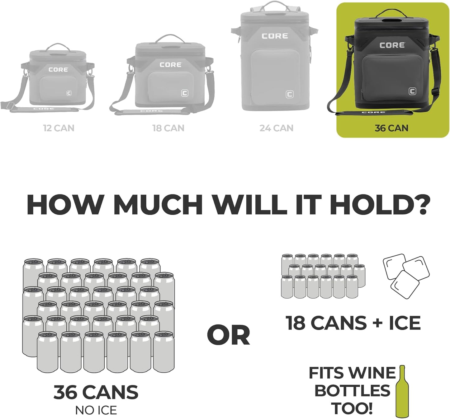 CORE Magnetic Leak Proof Soft Cooler with Waterproof Zipper | Insulated Bag Portable Ice Chest Box | Best Soft Cooler for Food & Beverages for Tailgating, Car Camping, Travel, and Family Beach Picnics