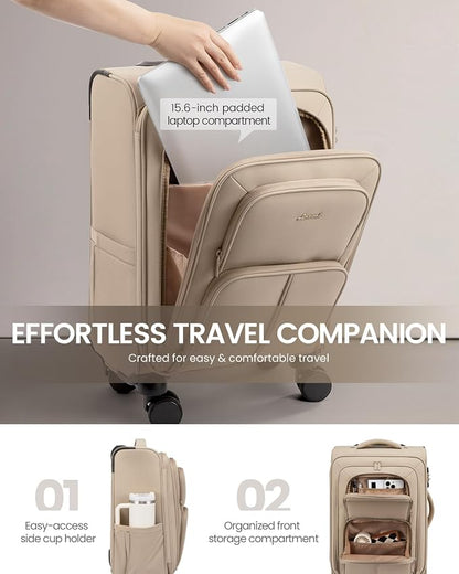 LOVEVOOK Carry On Luggage 22x14x9 Airline Approved, 22 Inch Softside Suitcases - Image 5